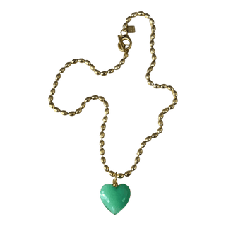 Bacio Mini Glass Heart Necklace in Seafoam Green - obligato