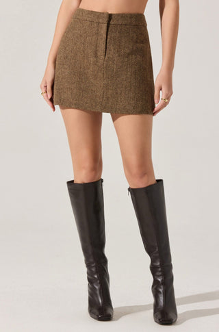 Bella Skirt in Brown Herringbone - obligato