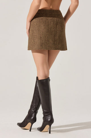 Bella Skirt in Brown Herringbone - obligato