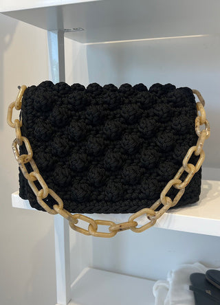 Bubbles Knit Medium Bag Black - obligato