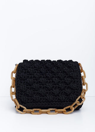 Bubbles Knit Medium Bag Black - obligato