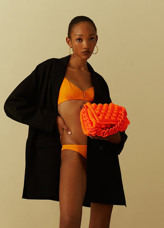 Bubbles Knit Medium Bag Orange/Orange Strap - obligato