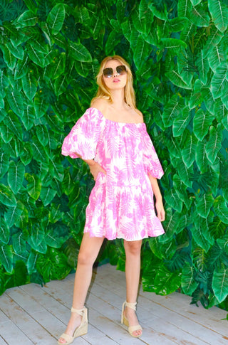 Capri Dress in Pink Palm - obligato