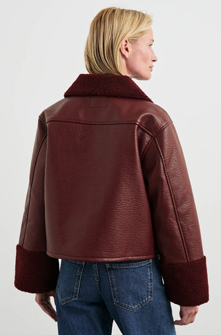 Dria Jacket in Maroon Shearling - obligato