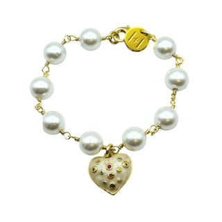 Heart Pearl Chain Charm Bracelet - obligato