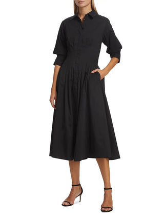 Jazz Pintuck Midi Dress in Black - obligato