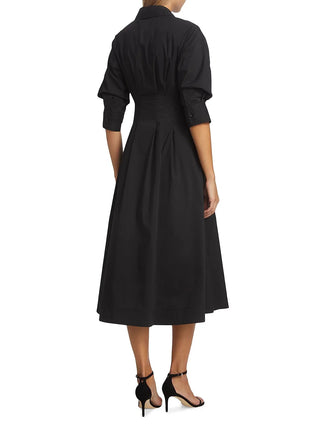 Jazz Pintuck Midi Dress in Black - obligato