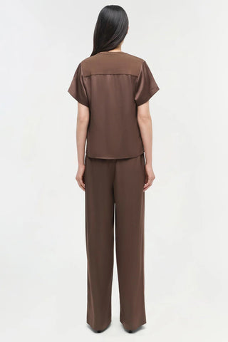 Kyra Wide Leg Pant in Cocoa - obligato