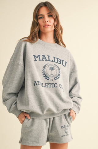 Malibu Athletic Club Crewneck Sweatshirt in Grey - obligato