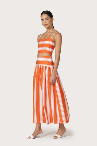 Oliver Poplin Top in Salsa Stripe - obligato