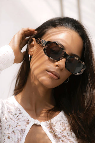 Onyx Acetate Womens Rectangular Sunglasses: Milky Tortoise - obligato