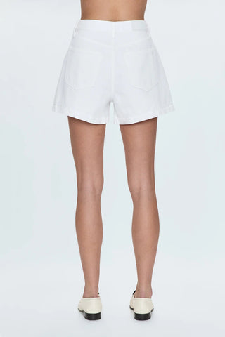 Saige High Rise A Line Short in Polished White - obligato