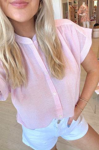 Short Sleeve in Pink Stripe - obligato
