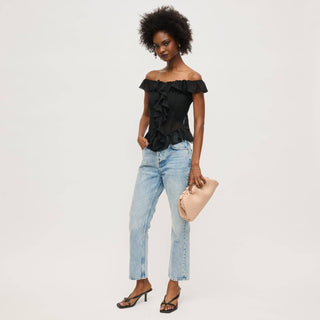 Tate Woven Frame Clutch: Gold - obligato