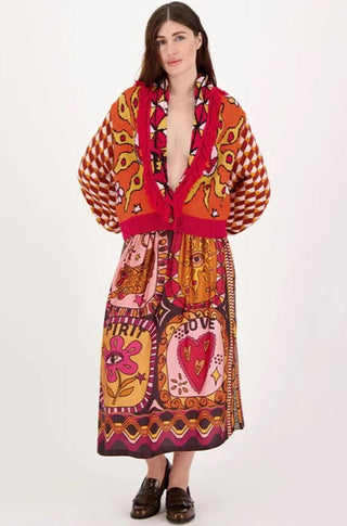 Vanessa Printed Midi Skirt in Sunset - obligato