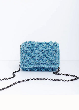 XS Bubbles Knit Bag in Light Blue Metallic - obligato