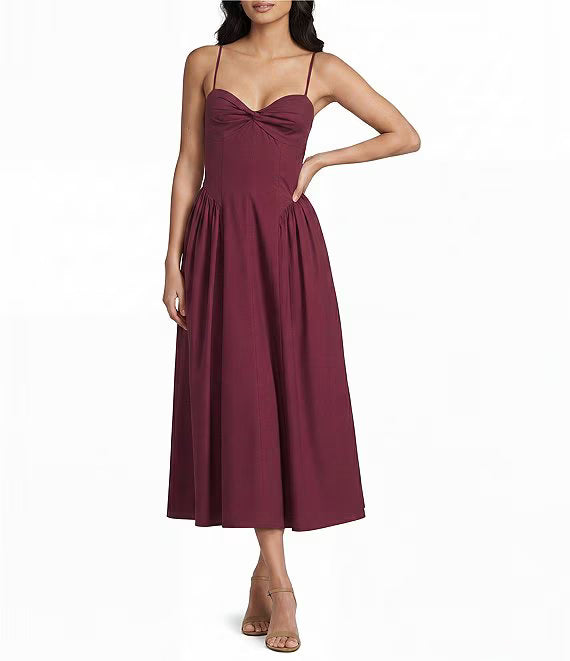 Destene Sweetheart Midi Dress in Plum