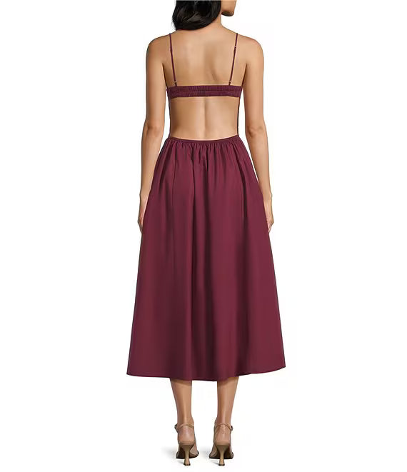 Destene Sweetheart Midi Dress in Plum