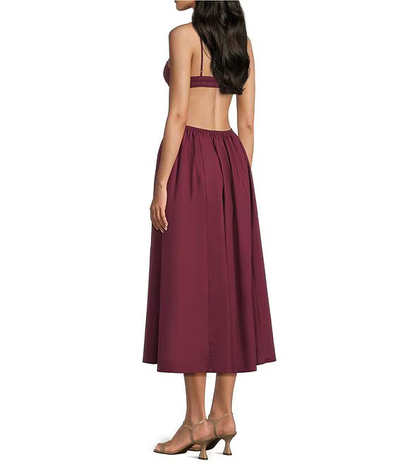 Destene Sweetheart Midi Dress in Plum