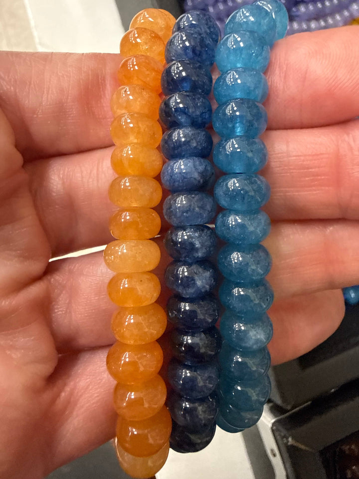 Lilly Gemstone Bead Necklace multi-color 8mm opals jade : Soft orange