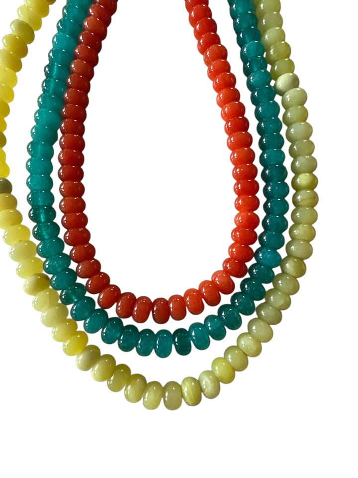 Lilly Gemstone Bead Necklace multi-color 8mm opals jade : Soft orange