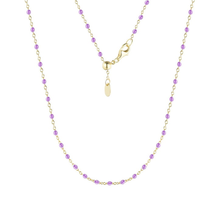 Enamel Beaded Chain Necklace: Tangerine / Gold