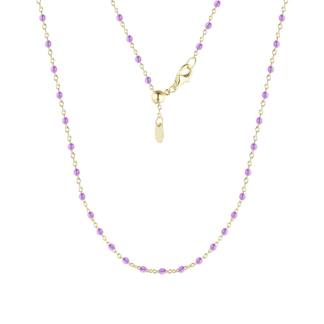 Enamel Beaded Chain Necklace: Dark Green / Gold