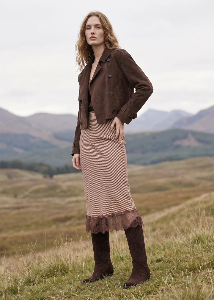 Sharon Midi Skirt Brown Gingham
