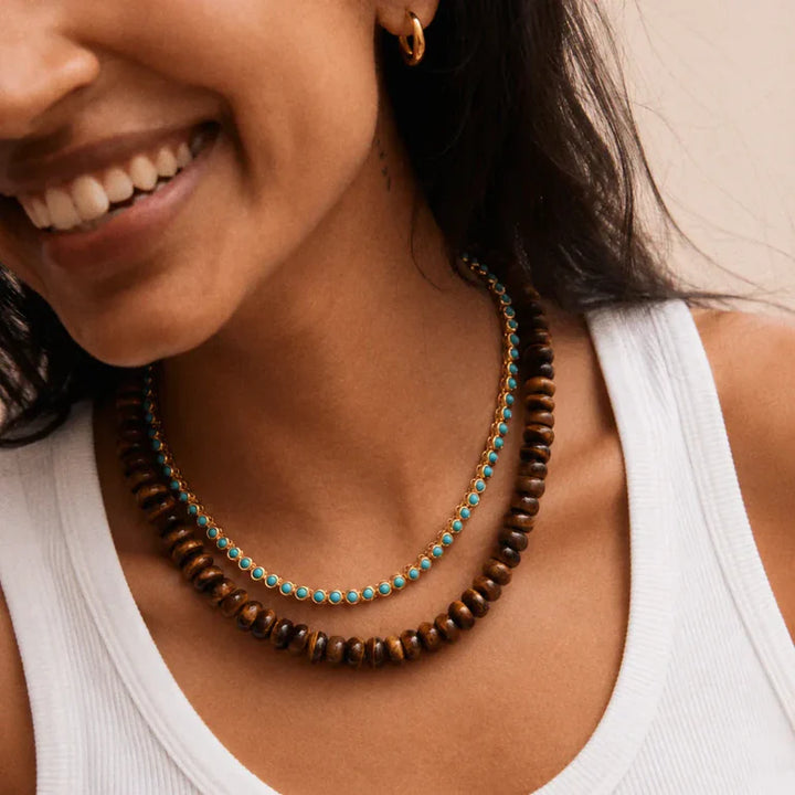 Joyce Semi Precious Necklace in Tigers Eye