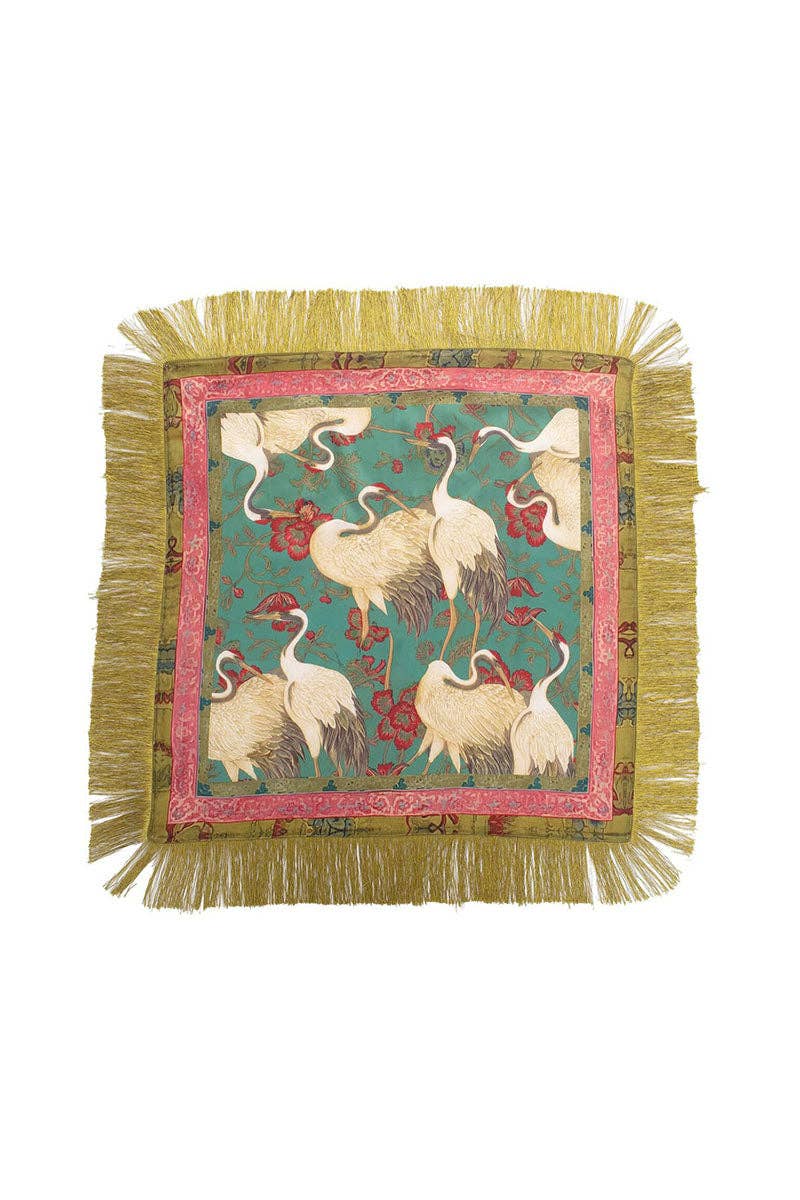 Printed Fringed Detail Scarf in Orange