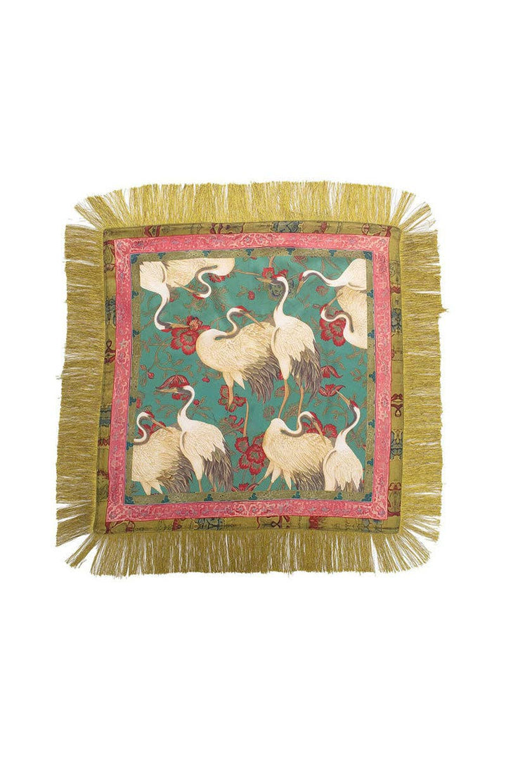 Printed Fringed Detail Scarf in Orange