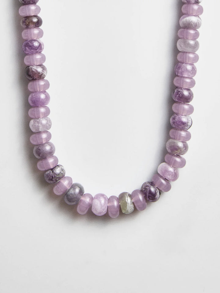 Joyce Semi-Precious Beaded Necklace in Light Amethyst