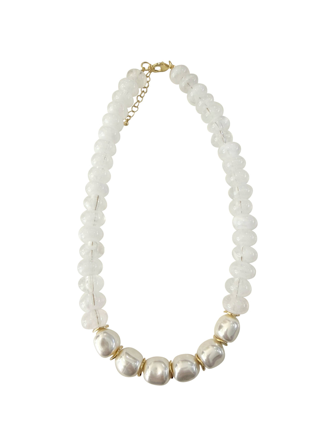 Brynlee Chunky Beaded Necklace with Pearl Accents in White