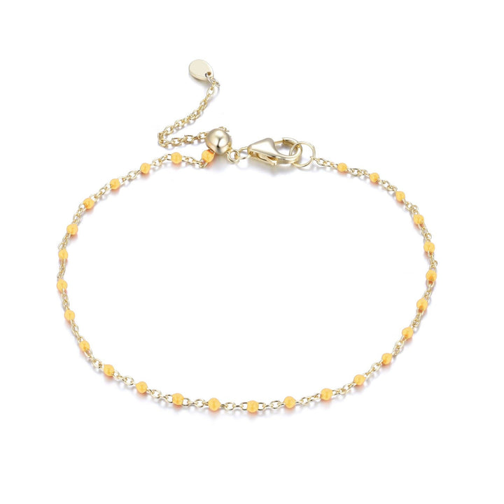 Enamel Beaded Chain Bracelet: Turquoise / Gold
