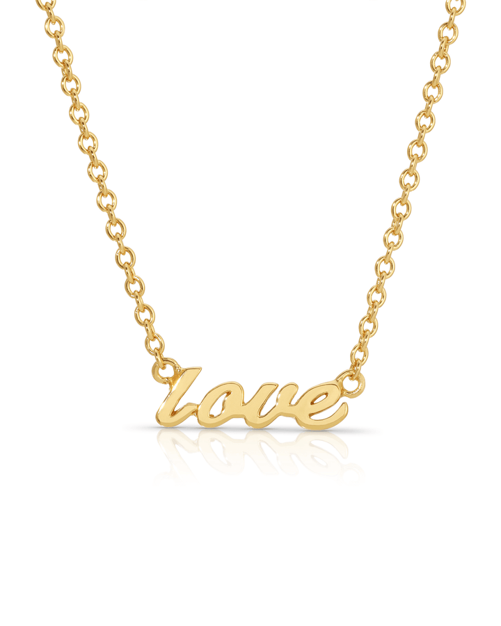 14K Gold Plated 'Love' Charm Pendant Necklace - obligato