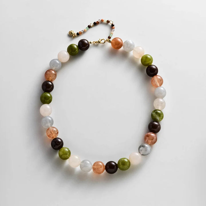 Mini Jane Beaded Necklace in Earth Tones