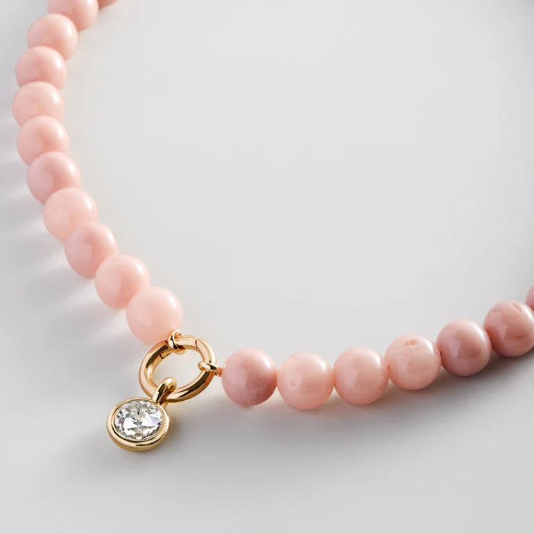 Janette Beaded Ring Necklace in Lt Pink