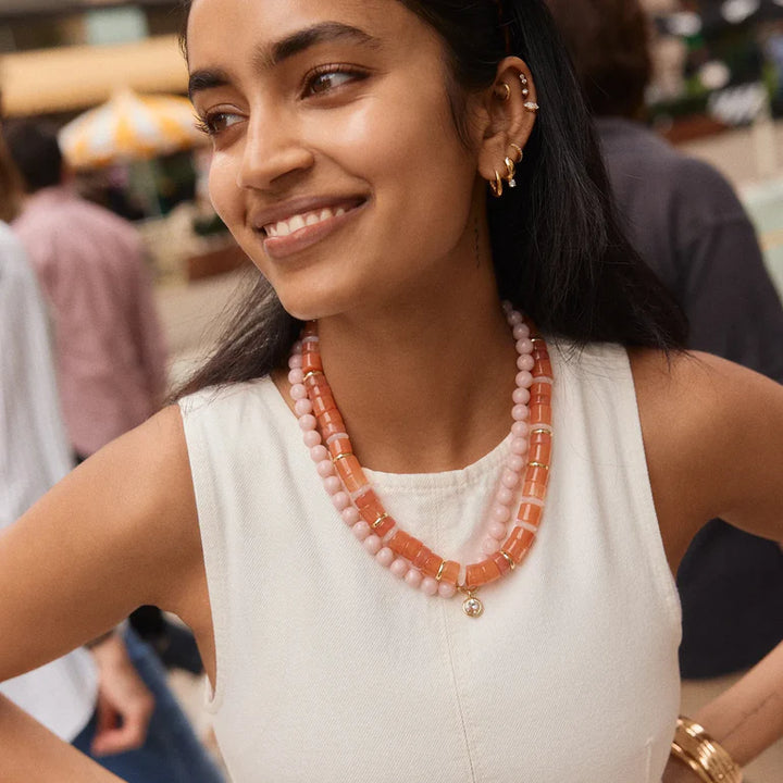 Jennifer Beaded Necklace in Cherry Quartz