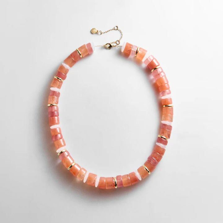 Jennifer Beaded Necklace in Cherry Quartz