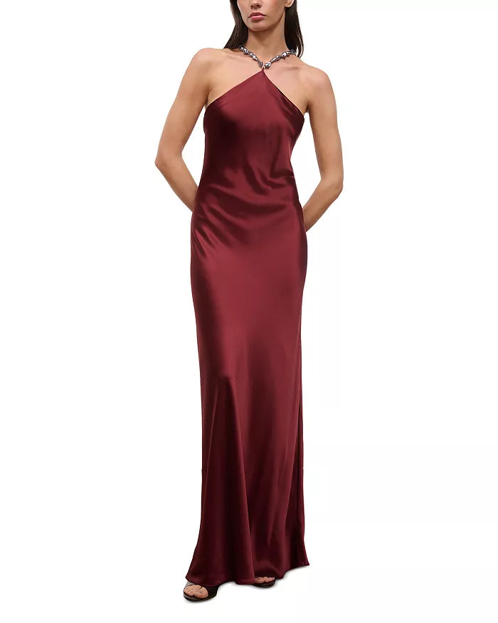Cadence Metallic Strap Dress in Pinot