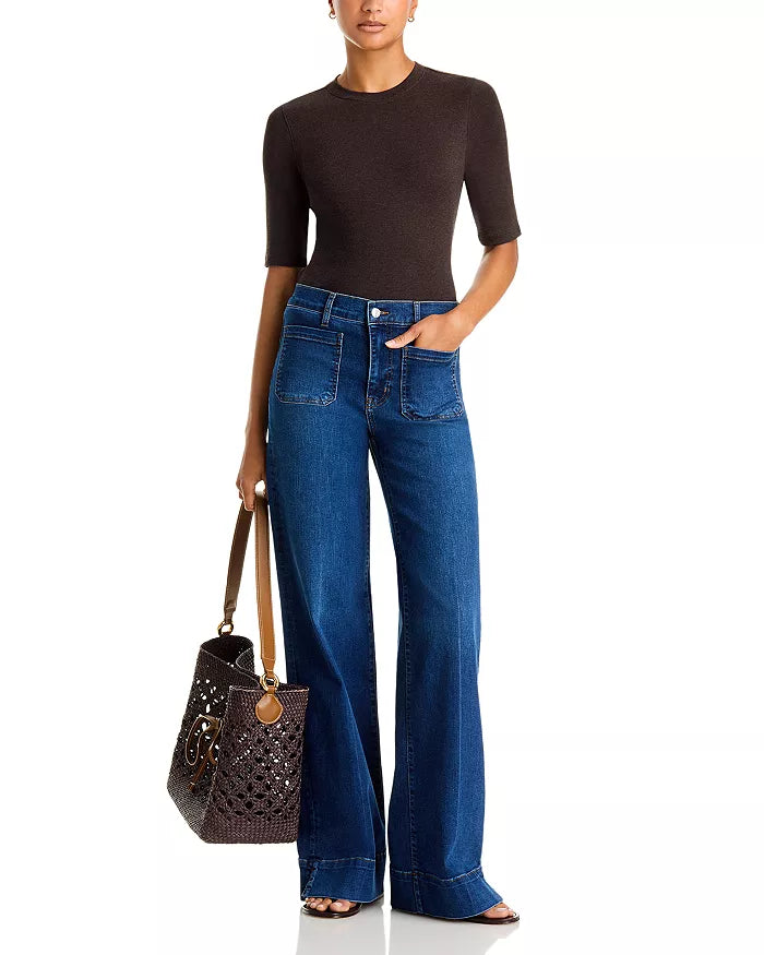 Le Slice Slim Palazzo Jeans in Folklore
