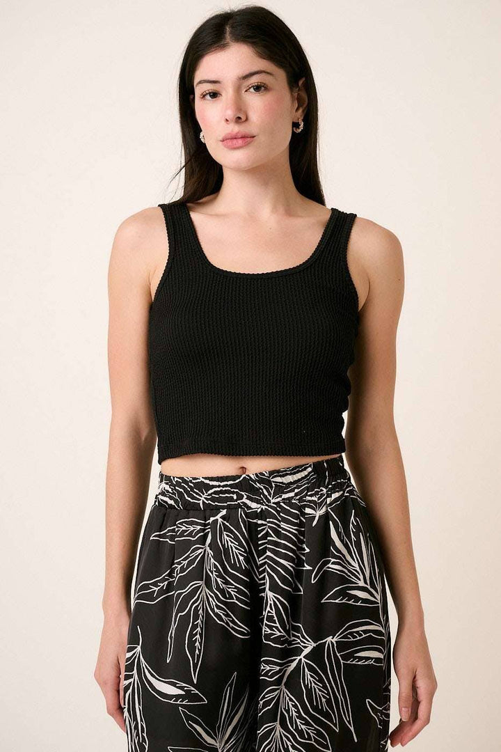URBAN RIB KNIT SCOOP NECK CROP TANK TOP: ORANGE / S-M-L(2-2-2)