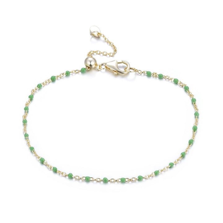 Enamel Beaded Chain Bracelet: Turquoise / Gold