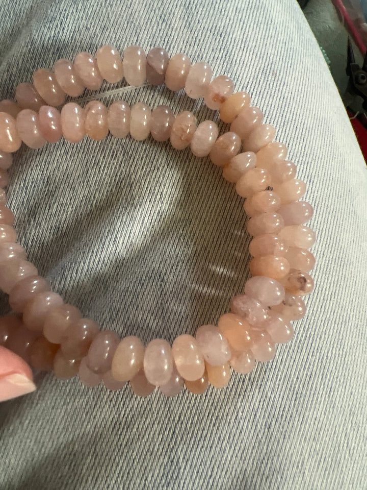 Lilly Gemstone Bead Necklace multi-color 8mm opals jade : Soft orange