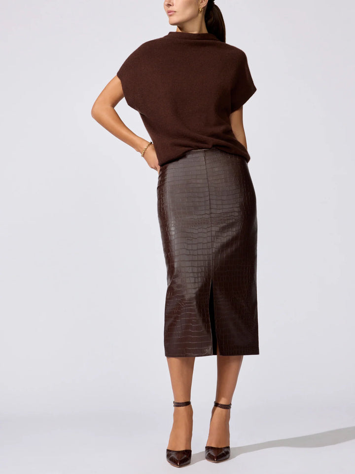 The Morten Funnel Neck Cashmere Top in Java Mélange