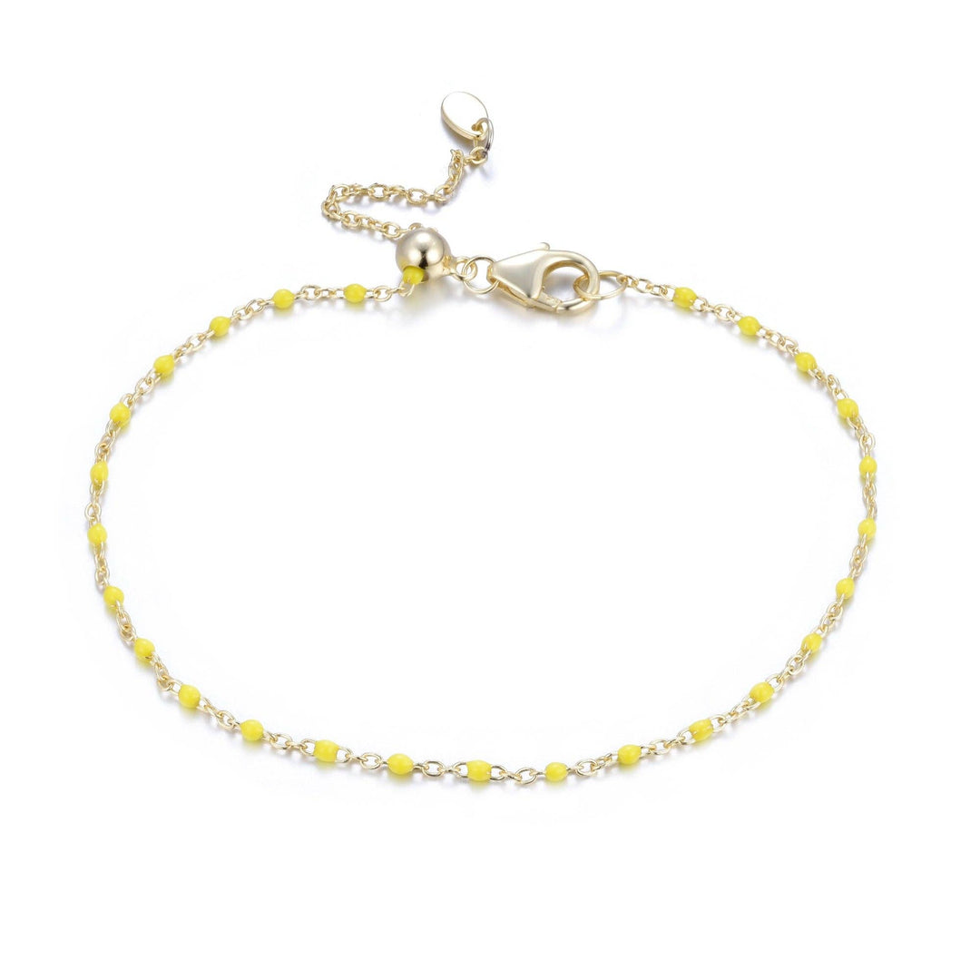 Enamel Beaded Chain Bracelet: Turquoise / Gold