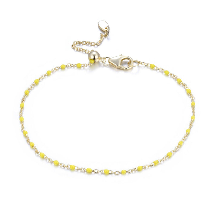 Enamel Beaded Chain Bracelet: Tangerine / Gold