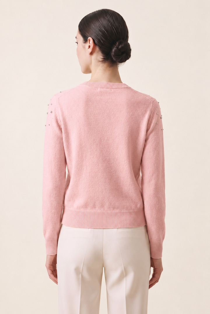 Rhinestone Crewneck in Pink