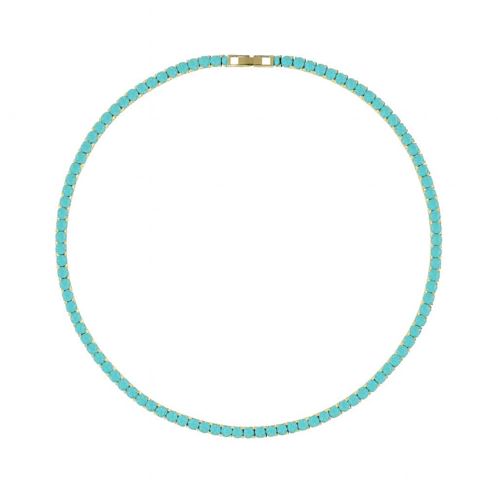 Karla Tennis Necklace - Turquoise: Gold
