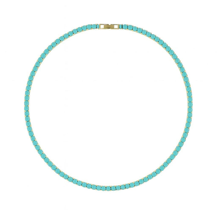 Karla Tennis Necklace - Turquoise: Gold